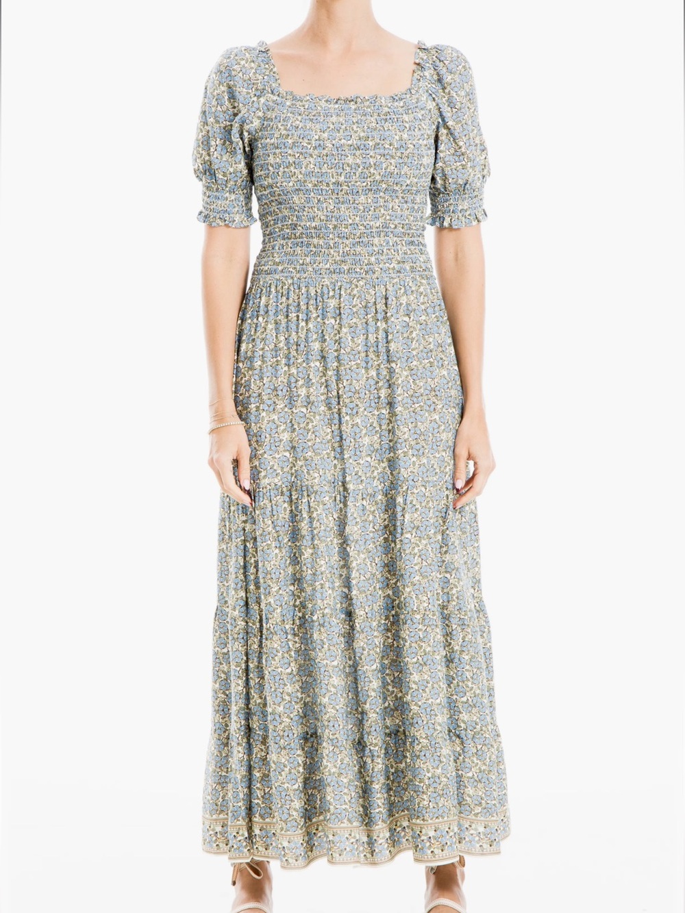 Max Studio | Smocked Puff-Sleeve Floral Maxi Dress